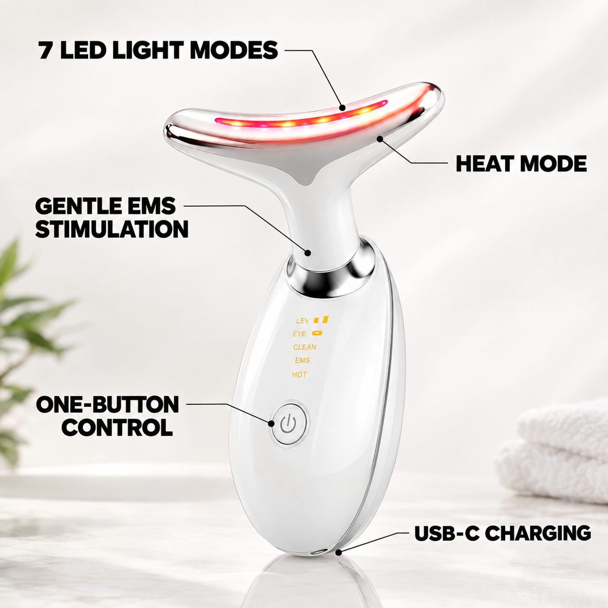 EMS 7-Color LED Face & Neck Massager
