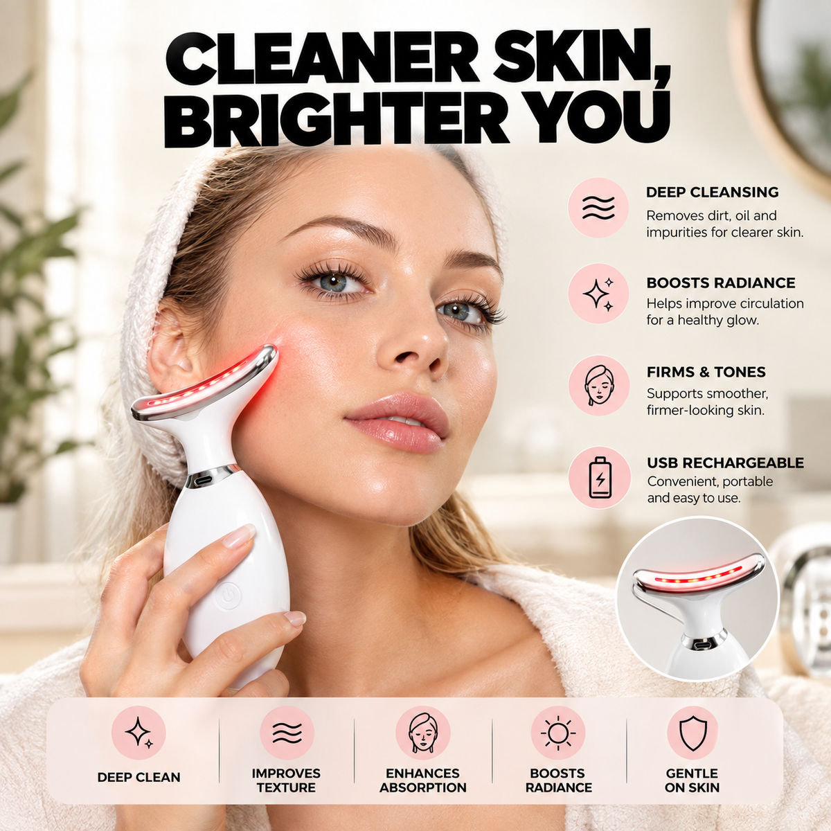 EMS 7-Color LED Face & Neck Massager