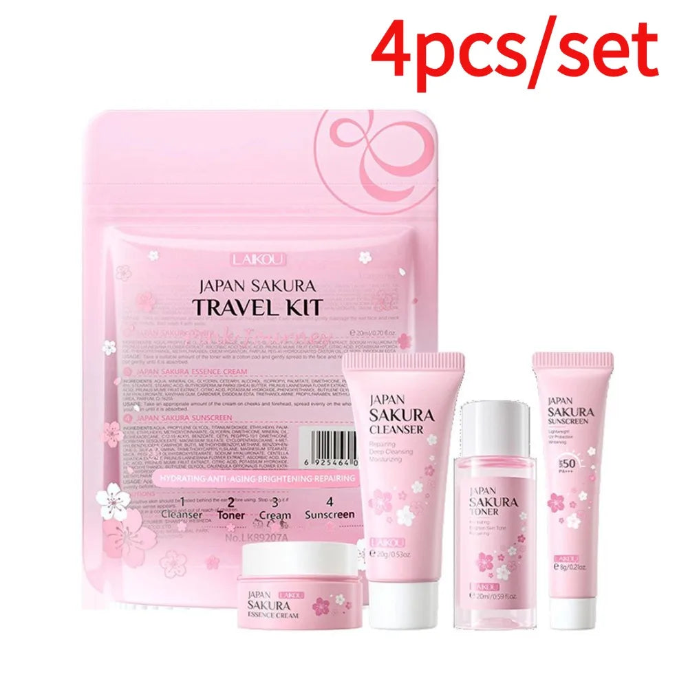 Sakura Cherry Blossom Skincare Set — Cleanser, Serum, Eye Cream & Facial Cream
