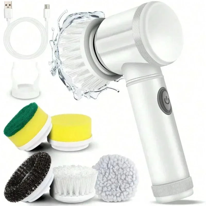 Electric Spin Cleaning Brush | 5-in-1 Brush Heads, Powerful Rotation & Rechargeable – Clean Every Surface in Half the Time