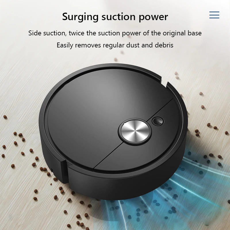 Mini Smart Cleaning Robot | Ultra-Compact 3-in-1 Sweep, Vacuum & Mop, LED-Lit & Silent – White, Black & Pink