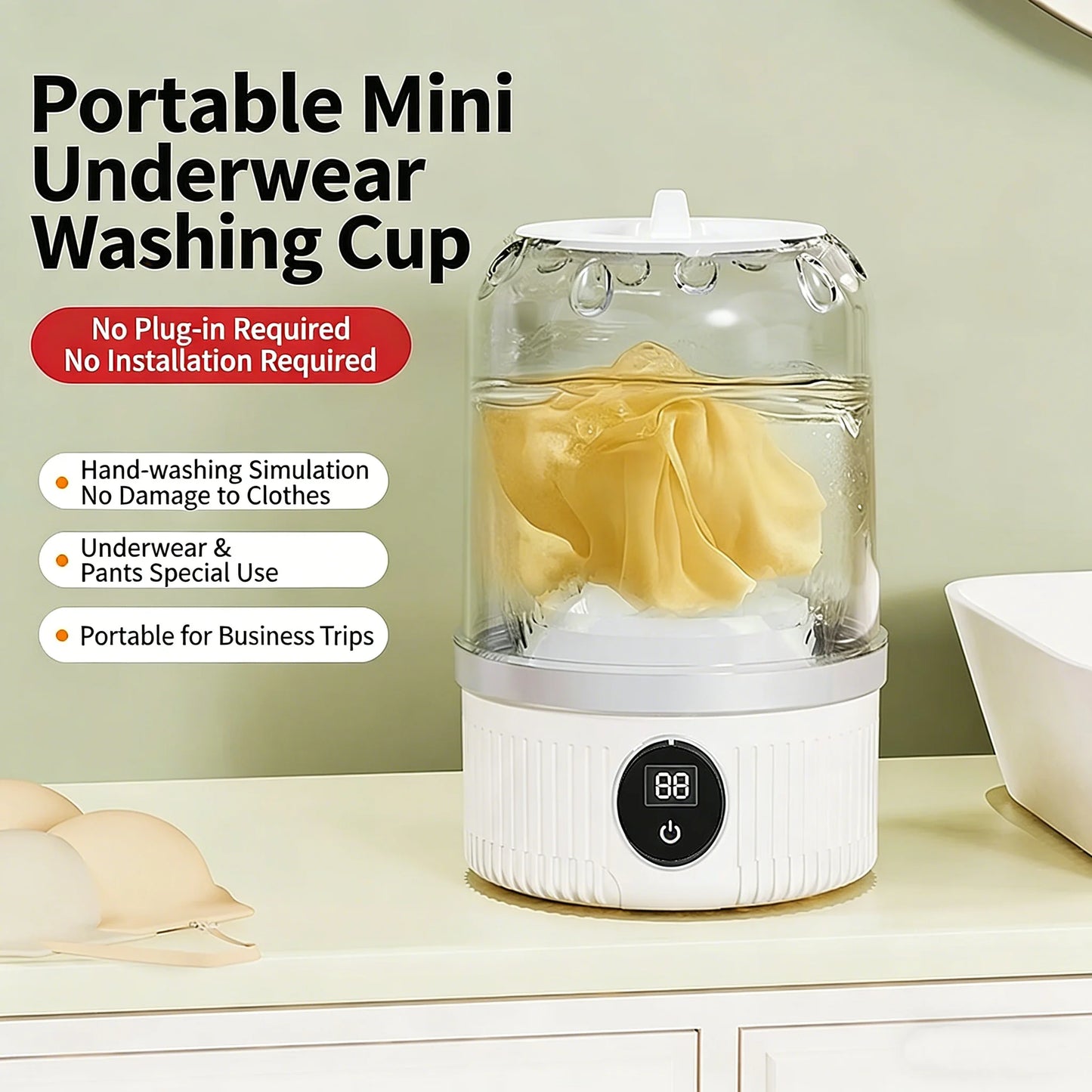 Portable Mini Washing Machine | Compact, Efficient & Easy Plug & Wash – Perfect for Underwear, Baby Clothes & Travel