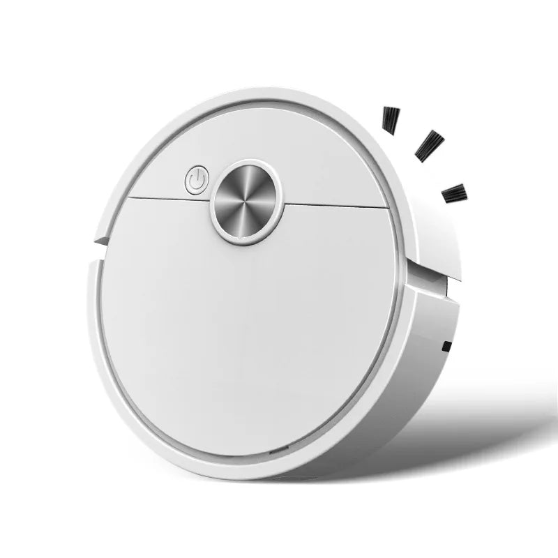 Mini Smart Cleaning Robot | Ultra-Compact 3-in-1 Sweep, Vacuum & Mop, LED-Lit & Silent – White, Black & Pink