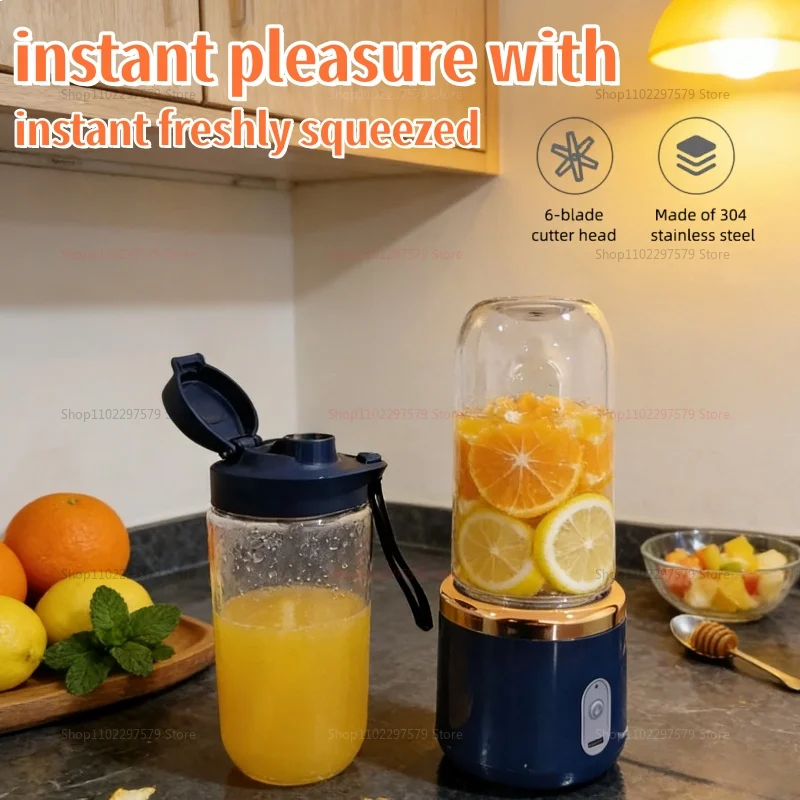 6-Blade Portable Blender | USB Rechargeable, Ice-Crushing Power – Fresh Smoothies & Shakes Anywhere