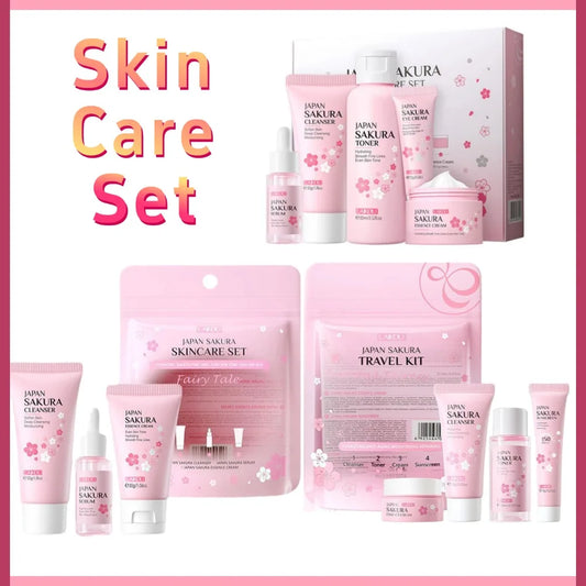 Sakura Cherry Blossom Skincare Set — Cleanser, Serum, Eye Cream & Facial Cream