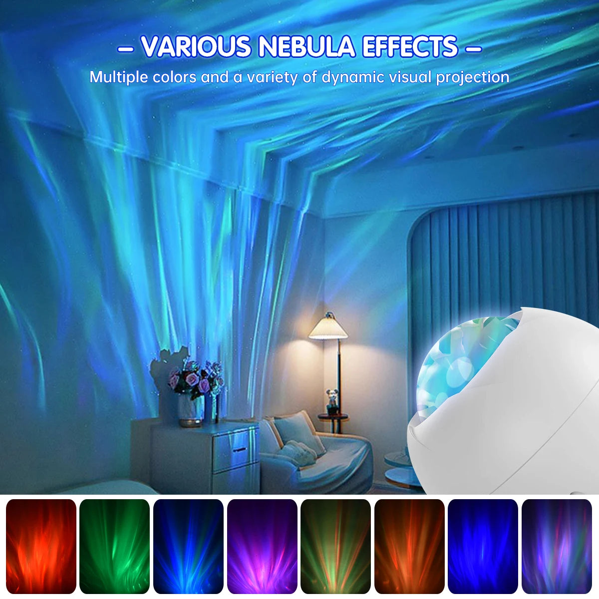 Galaxy Star Projector Light | Adjustable Colors, Star & Nebula Effects – Instant Bedroom Ambiance for Sleep, Relaxation & Romance