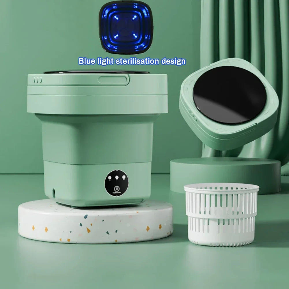 Folding Mini Washing Machine | Compact, Foldable & Powerful – Wash Small Clothes Anywhere Without Hand Washing