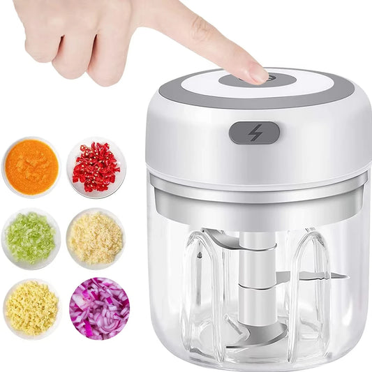 Electric Mini Food Chopper | One-Touch USB Rechargeable Chopper for Onions, Garlic & Vegetables