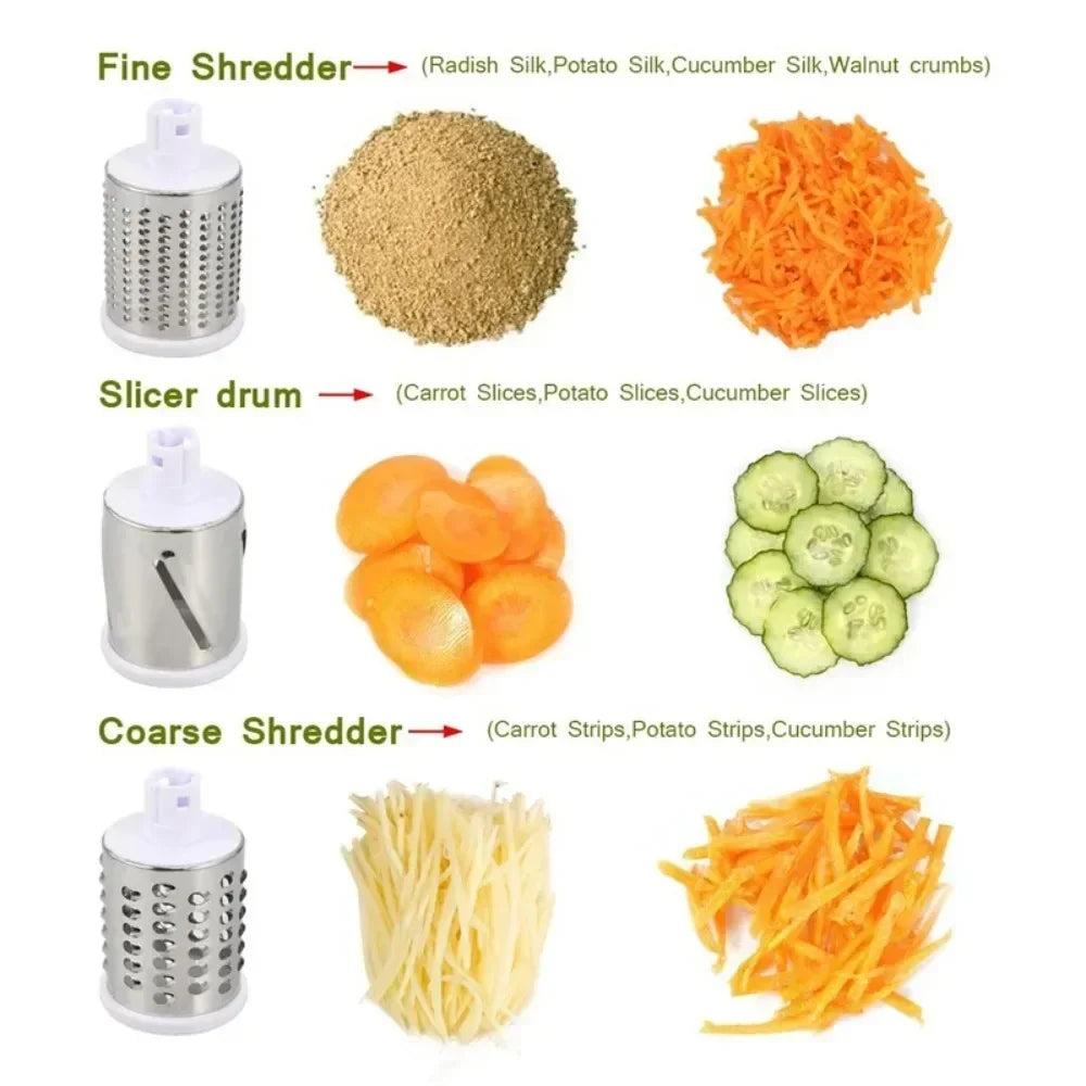 Multi-Function Vegetable Cutter | Slice, Dice, Shred & Grate with Interchangeable Blades – Safe & Fast