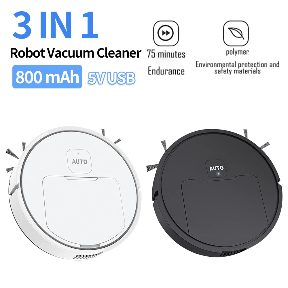 3-in-1 Robot Vacuum Cleaner | Sweeps, Mops & Collects Dust – Ultra-Slim, Whisper-Quiet & USB Rechargeable
