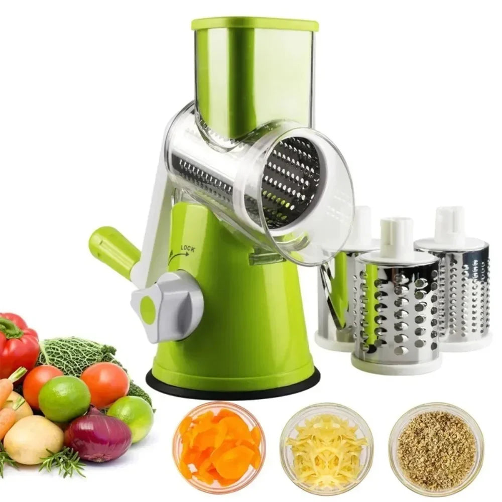 Multi-Function Vegetable Cutter | Slice, Dice, Shred & Grate with Interchangeable Blades – Safe & Fast