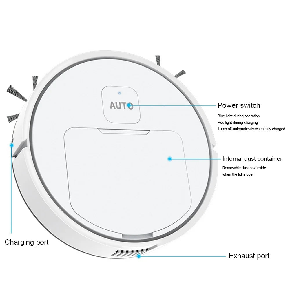 3-in-1 Robot Vacuum Cleaner | Sweeps, Mops & Collects Dust – Ultra-Slim, Whisper-Quiet & USB Rechargeable