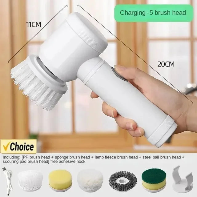 Electric Spin Cleaning Brush | 5-in-1 Brush Heads, Powerful Rotation & Rechargeable – Clean Every Surface in Half the Time