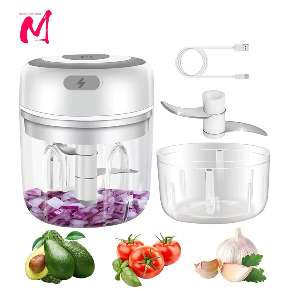 Electric Mini Food Chopper | One-Touch USB Rechargeable Chopper for Onions, Garlic & Vegetables