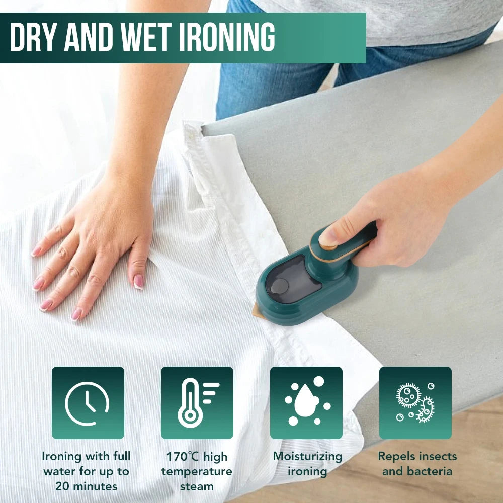 2-in-1 Garment Steamer & Iron | Professional Wrinkle Removal in Seconds – Safe for All Fabrics