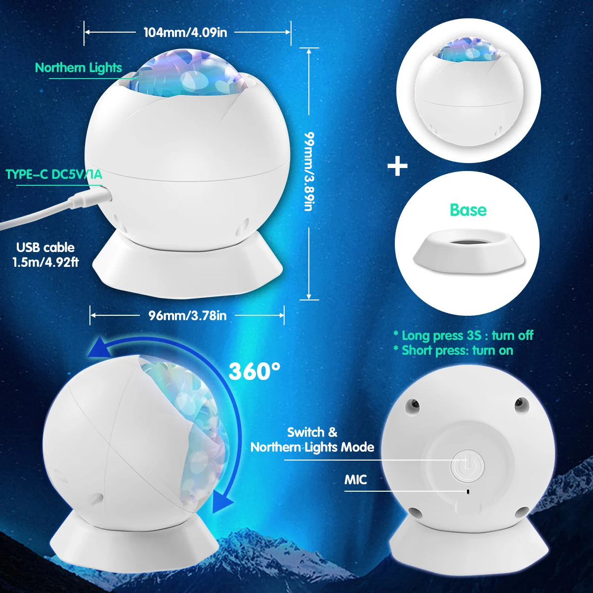 Galaxy Star Projector Light | Adjustable Colors, Star & Nebula Effects – Instant Bedroom Ambiance for Sleep, Relaxation & Romance