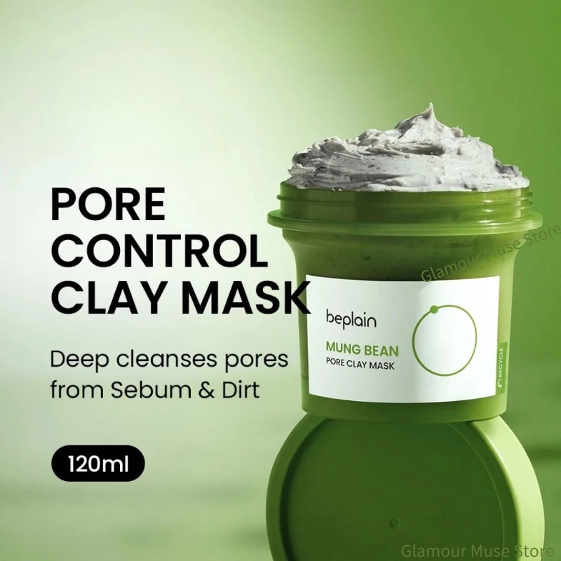 Korean Mung Bean Skincare Set — Pore Serum, Cleansing Foam, Clay Mask & Makeup Remover