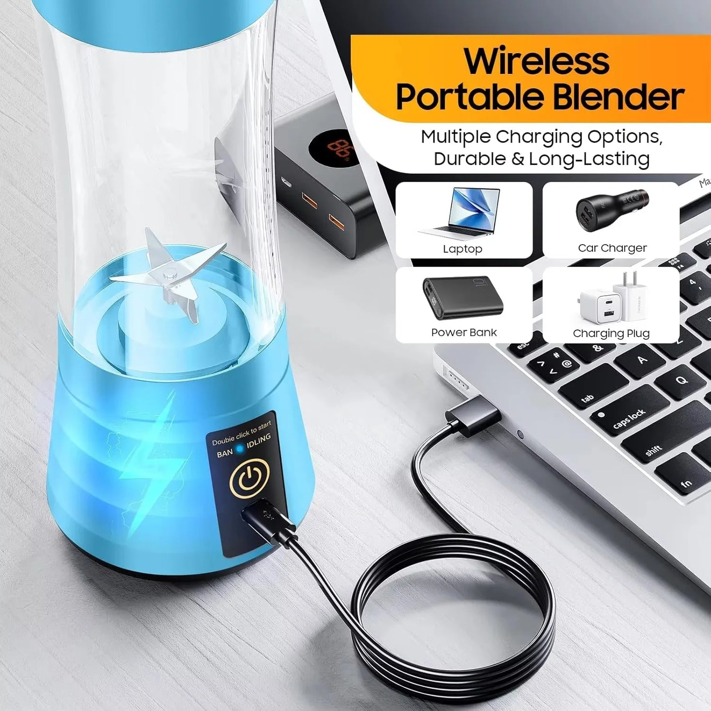 Portable Personal Blender | USB Rechargeable Smoothie & Shake Maker – Crush Fruits & Ice Anywhere