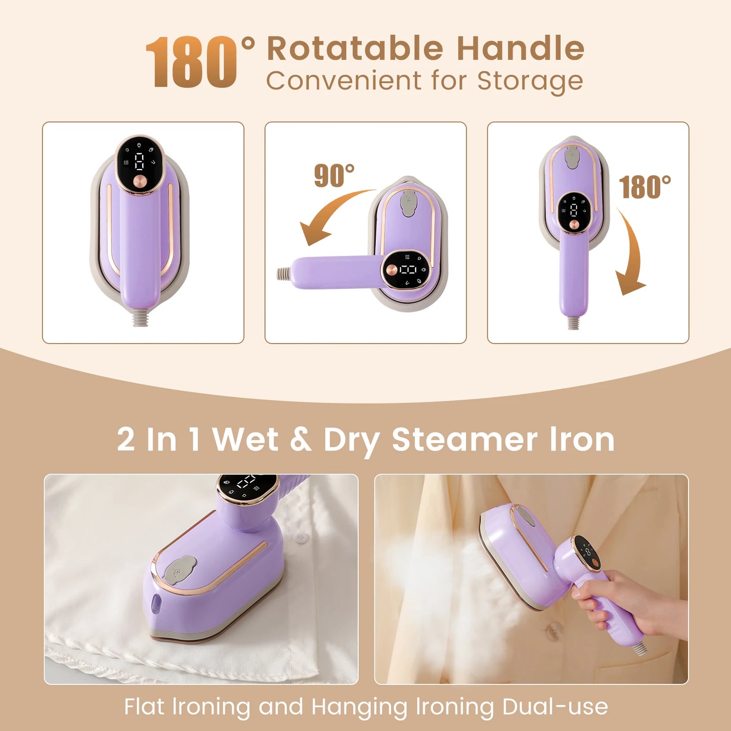 Handheld Garment Steamer | Powerful Steam, Fast Heat-Up & No Ironing Board Needed – For All Fabrics
