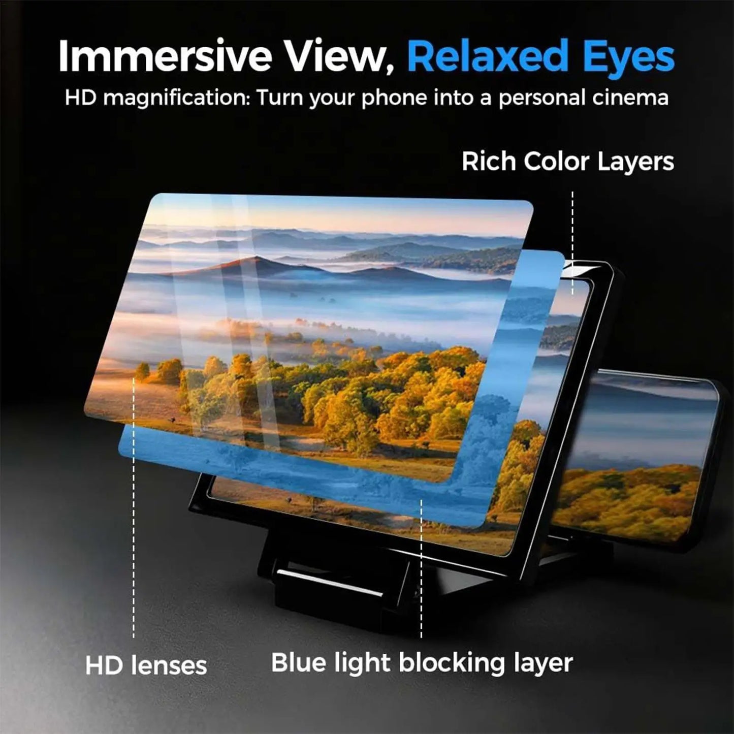 Max View Phone Screen Enlarger | 3-4x Magnification, Eye Strain Relief & Foldable – Instant Big Screen, No Power Needed