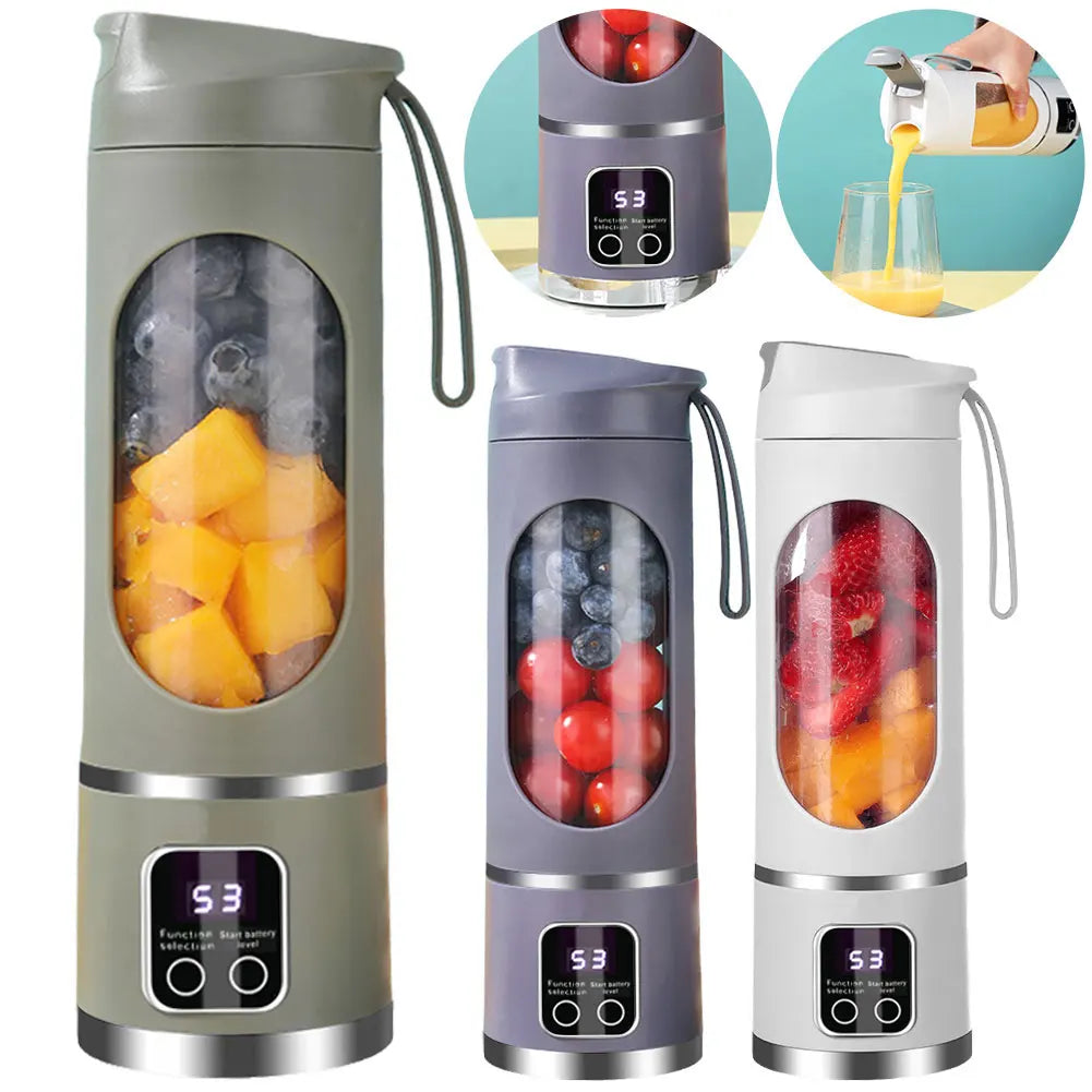 Portable Juice Blender 450ml | 8-Blade USB Rechargeable Smoothie Cup – Leak-Proof & Ice Crushing