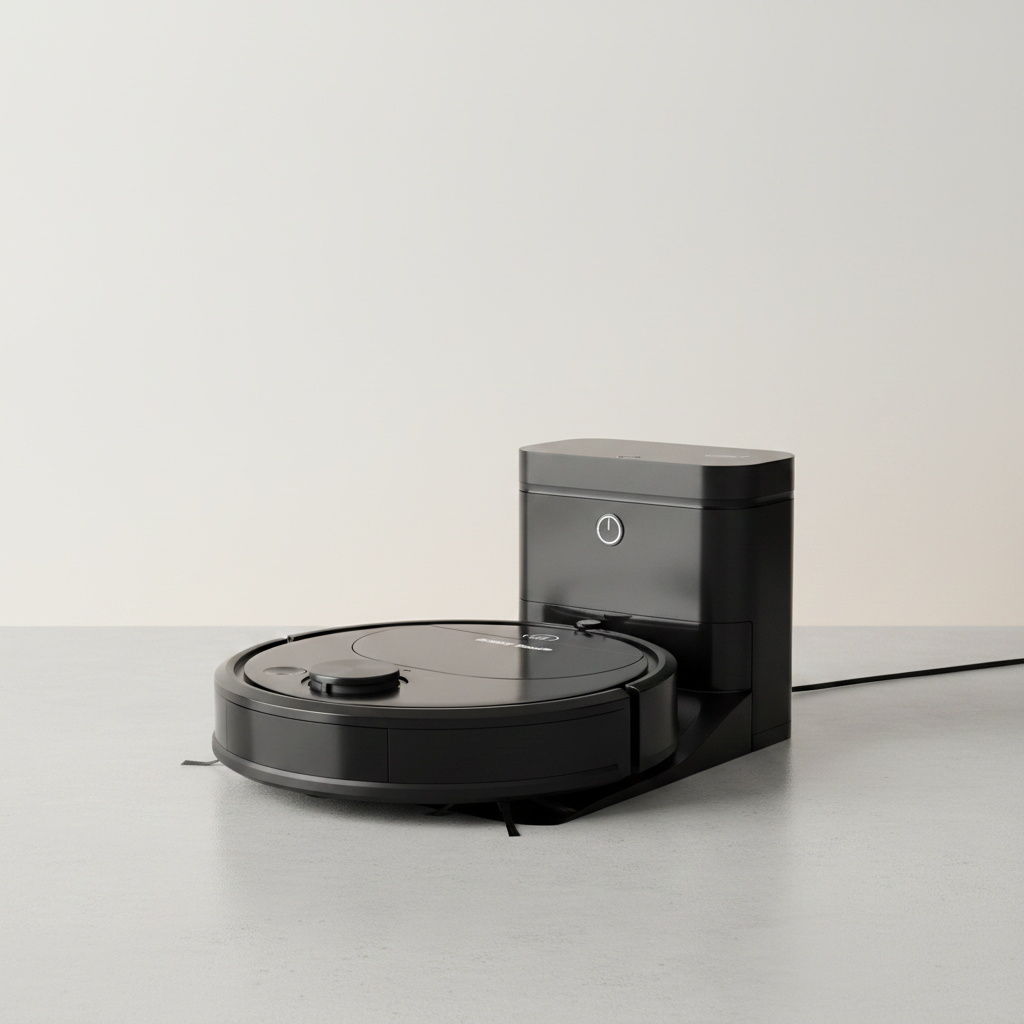 Black Robot Vacuum - 3rd Media Design, 1st Media Position with Charger