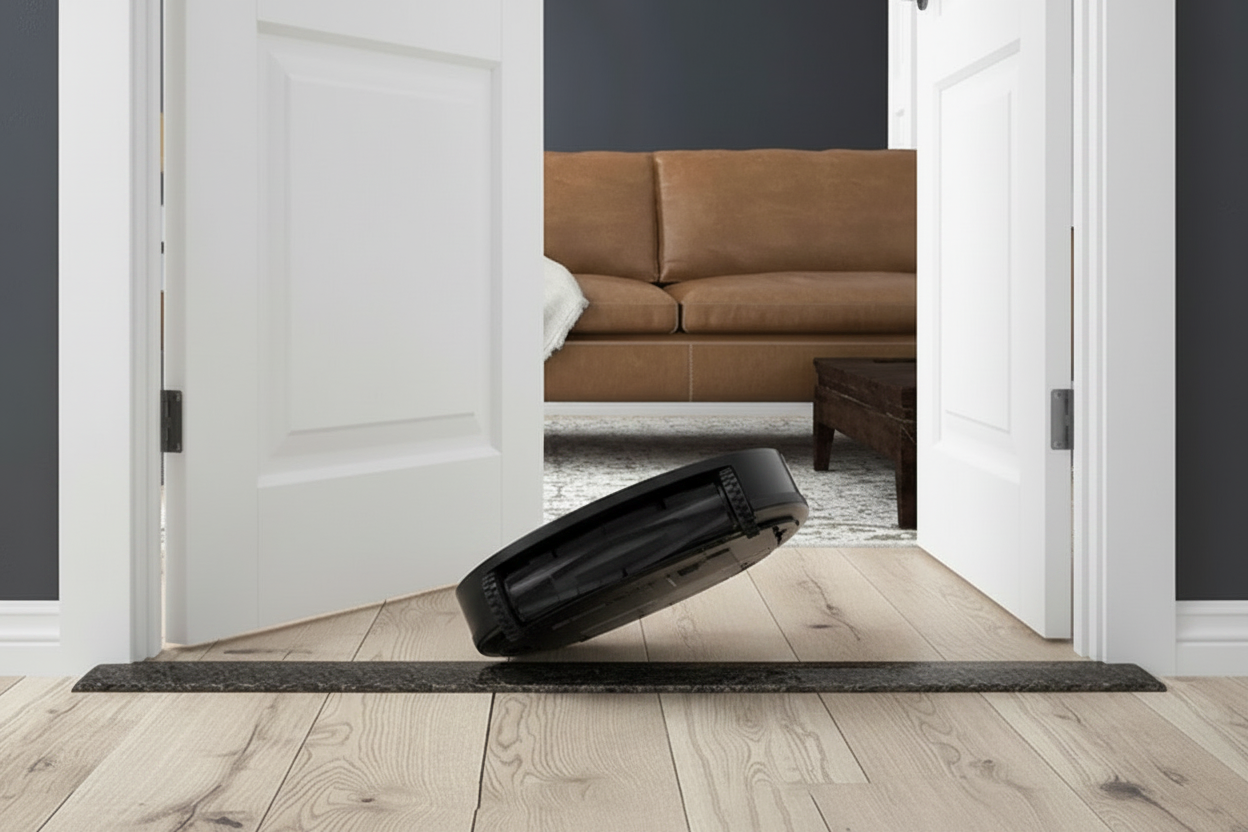Robot Vacuum Rollers Clearly Visible at Door