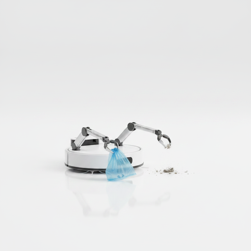 White Robot Vacuum with Picker Arms